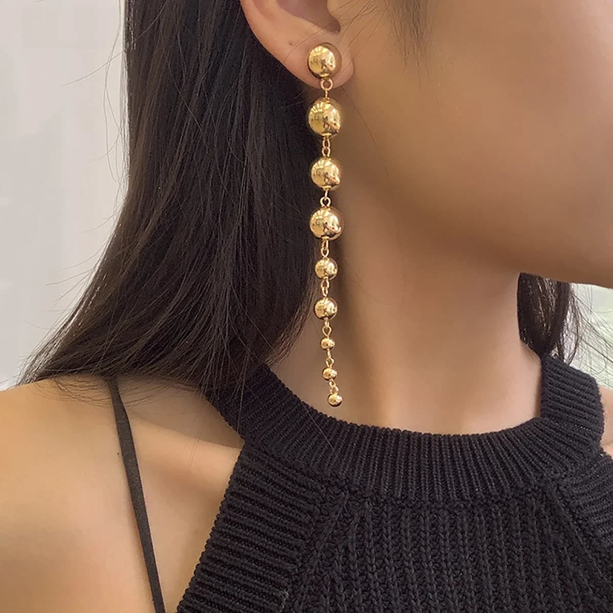 PuRui CCB matériel perles boucles d'oreilles pour femmes mode couleur or perle irrégulière longues boucles d'oreilles à la mode bijoux cadeau