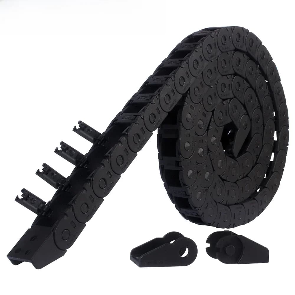LERDGE – pièces d'imprimante 3D, chaîne de traînée de câble, outils de support de fil, pont de fil en plastique et Nylon ouvert à l'extérieur avec connecteurs d'extrémité 10 × 11 1M