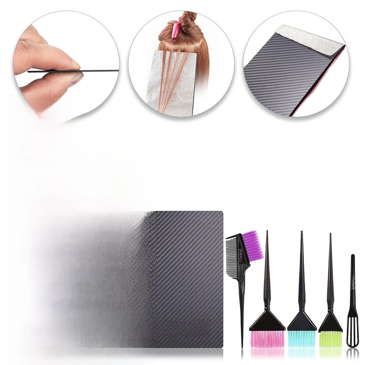 SHKALLI – planche de Balayage professionnelle en Fiber de carbone et ensemble de brosses, Kit d'outils de teinture capillaire pour coiffeurs