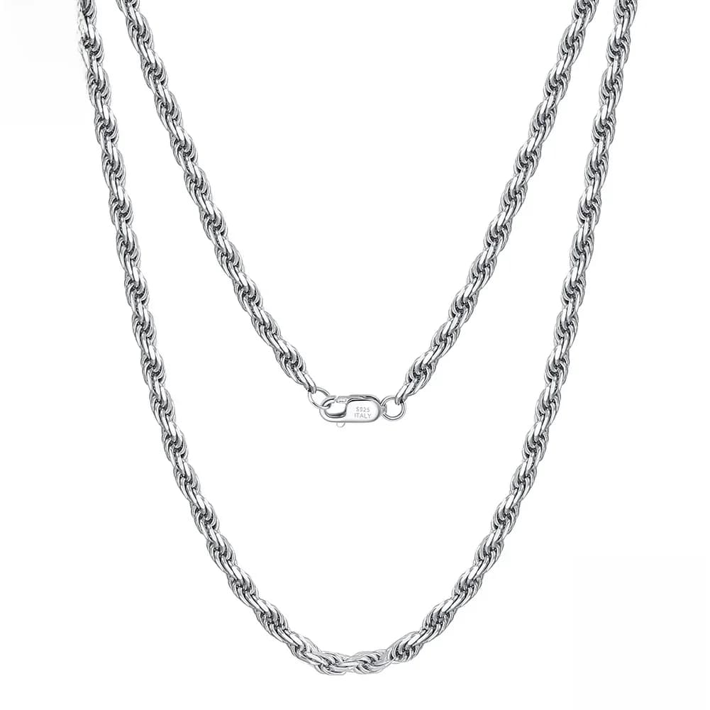 Rinntin luxe 925 en argent Sterling diamant-coupe corde chaîne collier pour hommes femmes mode italienne argent cou chaîne bijoux SC29