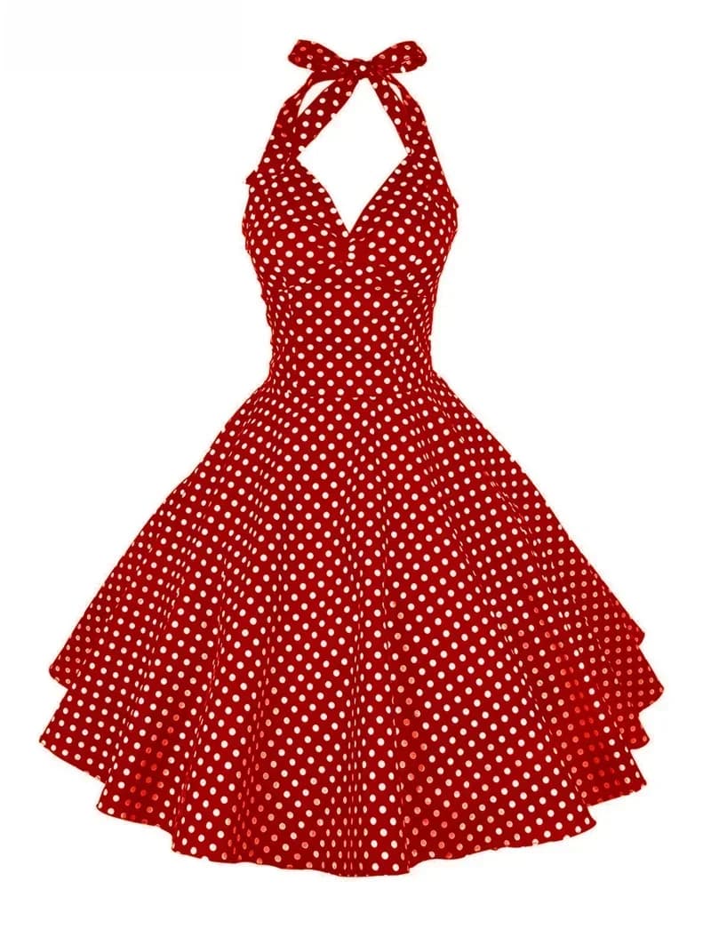 Robe trapèze dos nu style Hepburn à pois pour femmes, robe Rockabilly Pin Up, robe de soirée rétro, robe éducative vintage, années 50 et 60, été