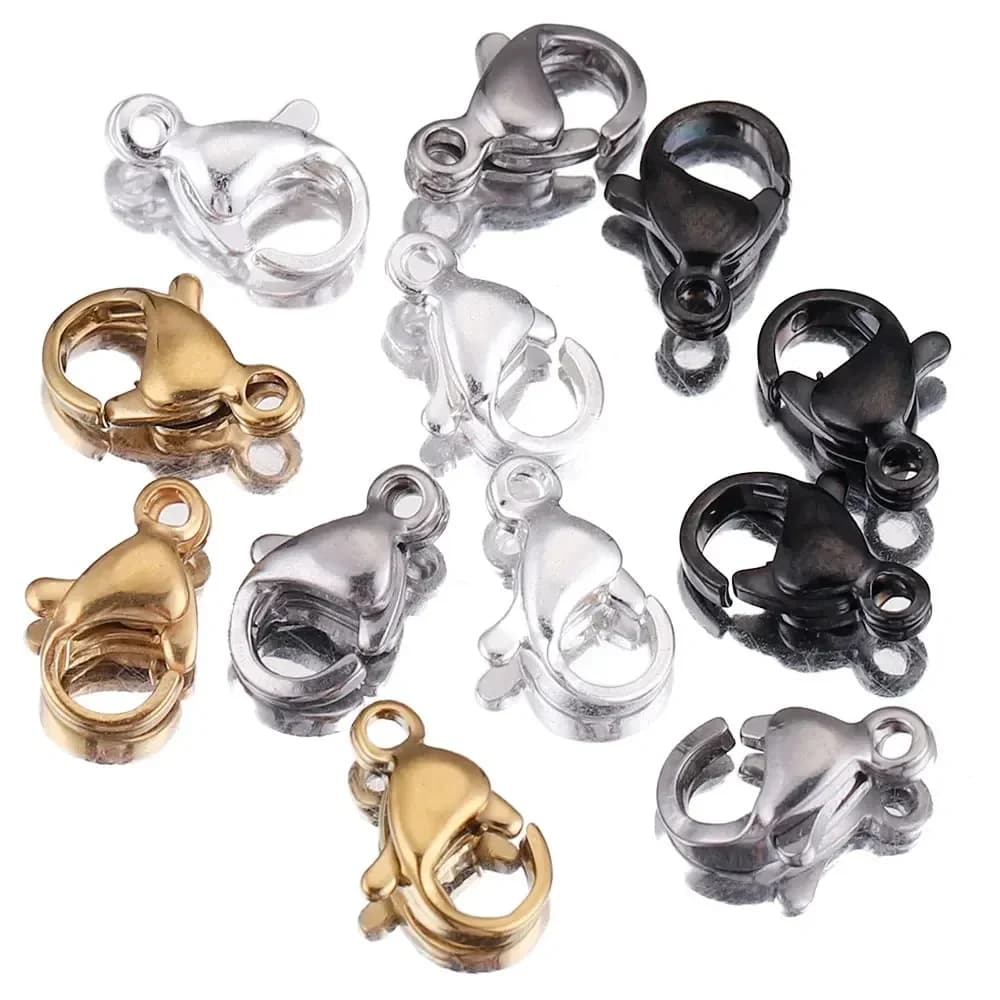 Fermoirs à homard en acier inoxydable, lot de 20 pièces, pistolet or argent, crochets noirs, connecteur pour la fabrication de bijoux, fournitures de Bracelet, vente en gros