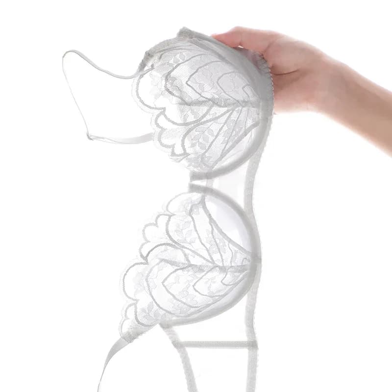 Ensemble soutien-gorge et culotte Sexy Transparent en dentelle blanche, grande taille, bonnet D E, maille florale, sous-vêtements pour femmes, ensemble de Lingerie pour dames