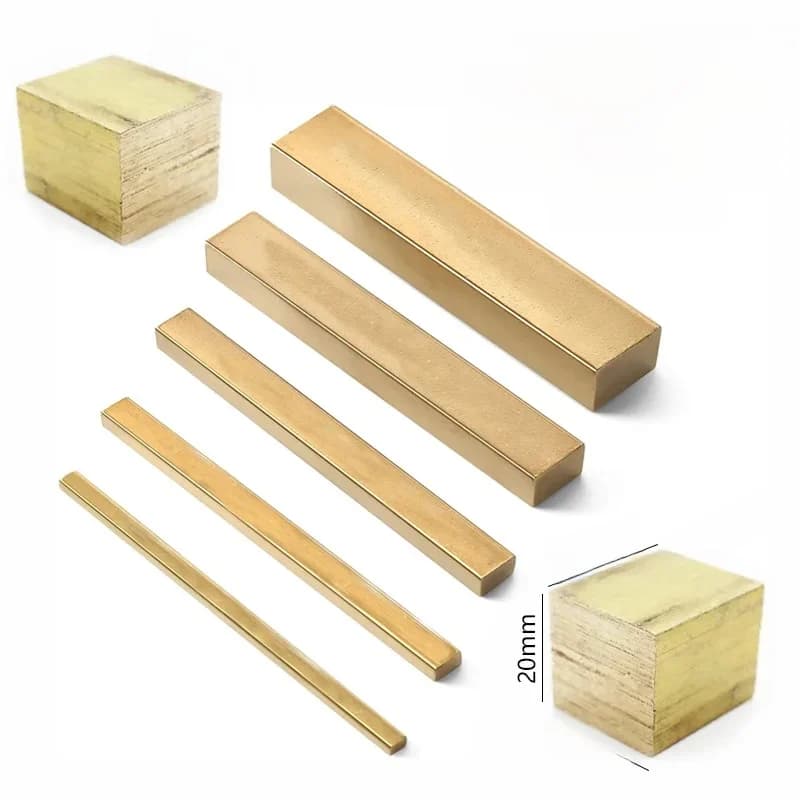 Barre carrée en laiton de 5/6/8/10/12/15/20 mm x 200 mm de diamètre, bande mince en laiton massif, cube métallique 20-40x20-40x20-40 mm
