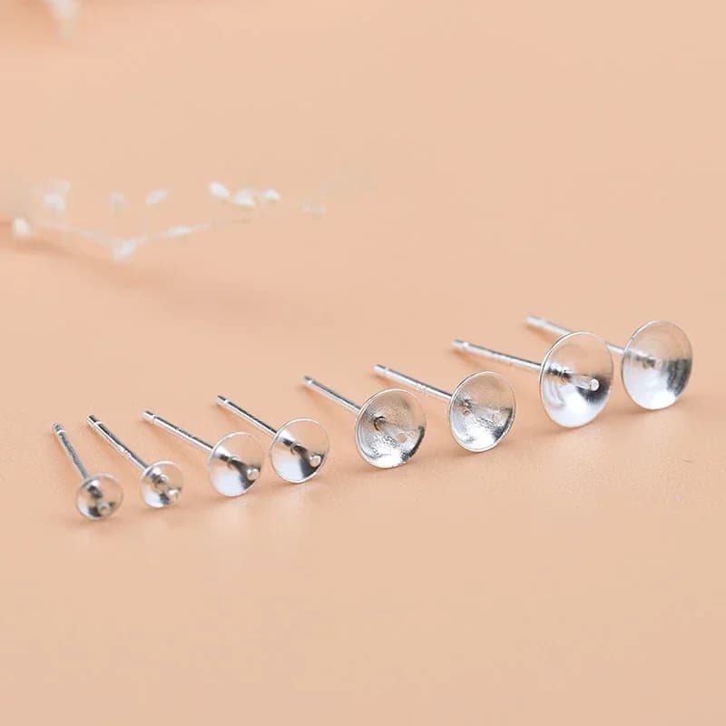 5 paires de boucles d'oreilles plateau semi-fini en argent sterling 925, matériaux de fabrication pour accessoires de bijoux pour femmes