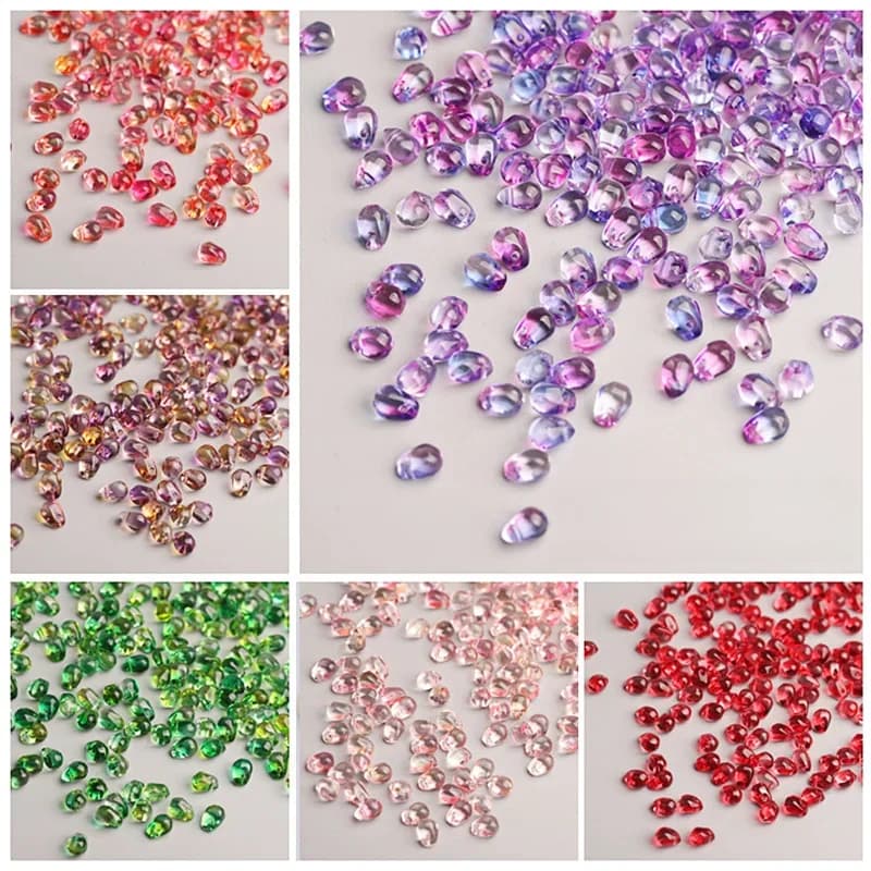 50 pièces/lot 4*6mm perles de verre matériel tchèque cristal goutte d'eau forme de pétale adapté pour bricolage accessoires collier faisant des perles