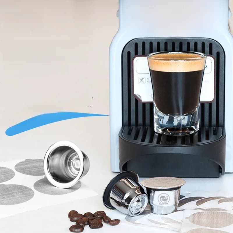 ICafilas-Capsules de café réutilisables en acier inoxydable, capsules de café avec joints en aluminium jetables, corps de tasse, facile à nettoyer