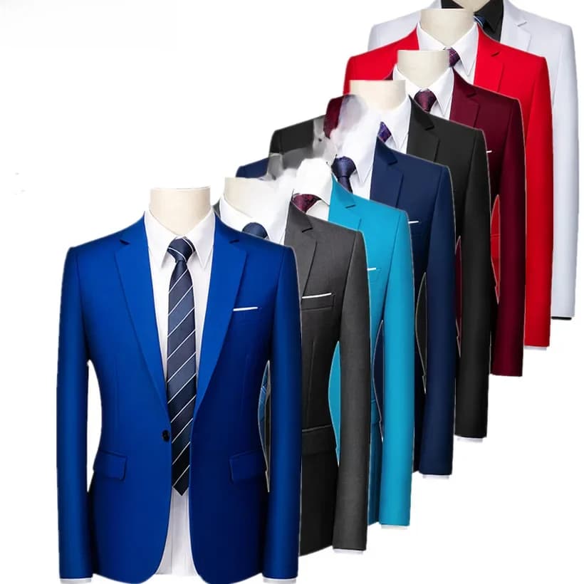 Veste de costume bleue pour hommes, manteau habillé à col en v à bouton unique, Blazer Slim noir rouge pour hommes, nouvelle collection printemps automne 2026 Terno Masculino