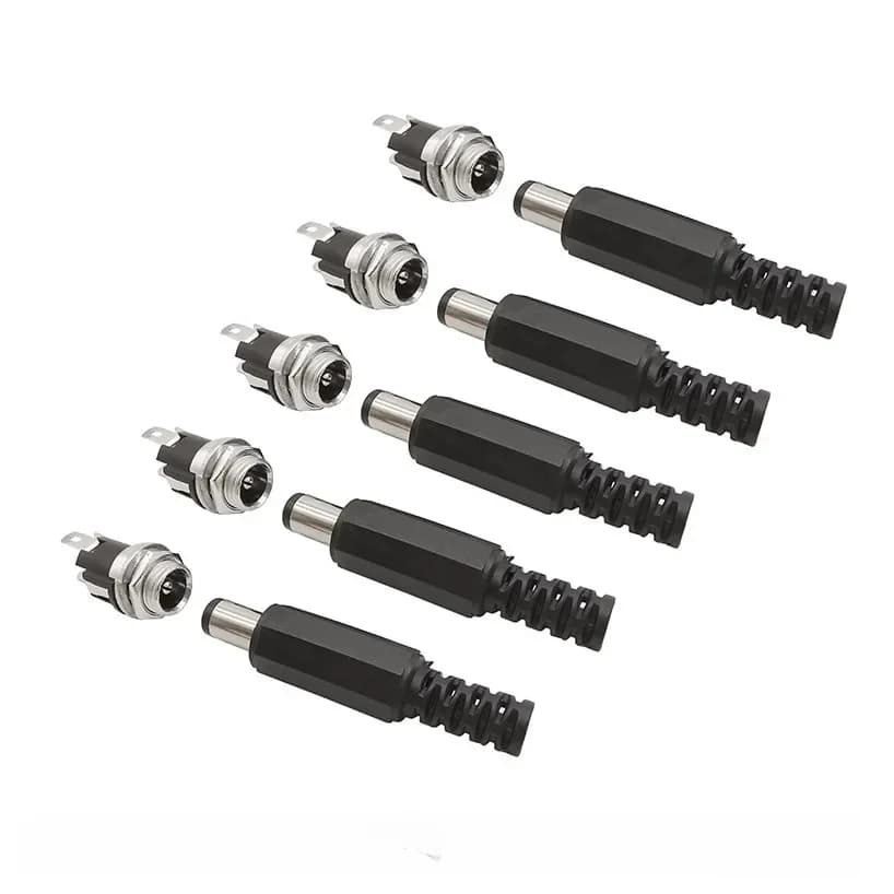 Adaptateur d'alimentation cc mâle femelle 5.5x2.1mm prise d'alimentation cc prise Jack montage sur panneau connecteur à souder DC-025M 12V 5.5mm * 2.1mm