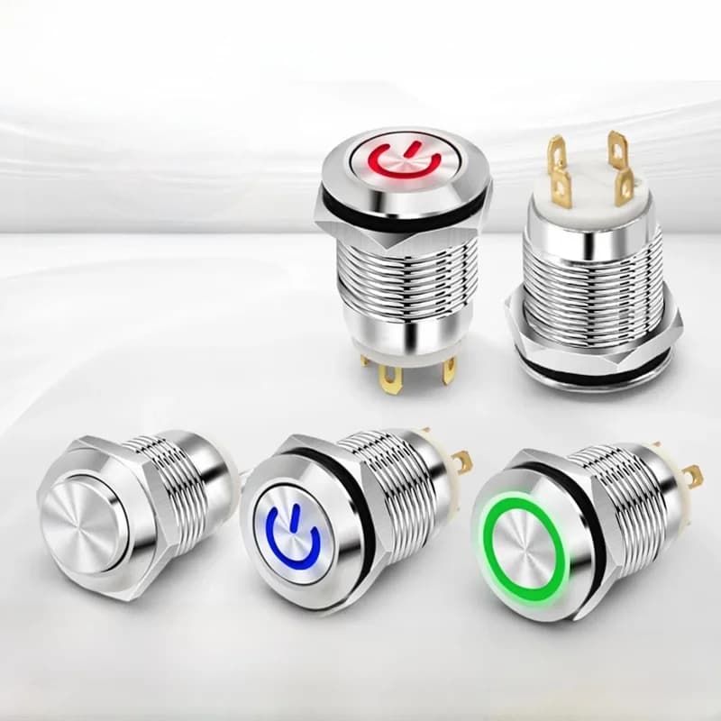 YZWM – bouton de réinitialisation en métal, interrupteur de démarrage et d'arrêt avec lumière LED DC 5 12 24 V, petit bouton, étanche à l'eau et à la poussière, 12mm