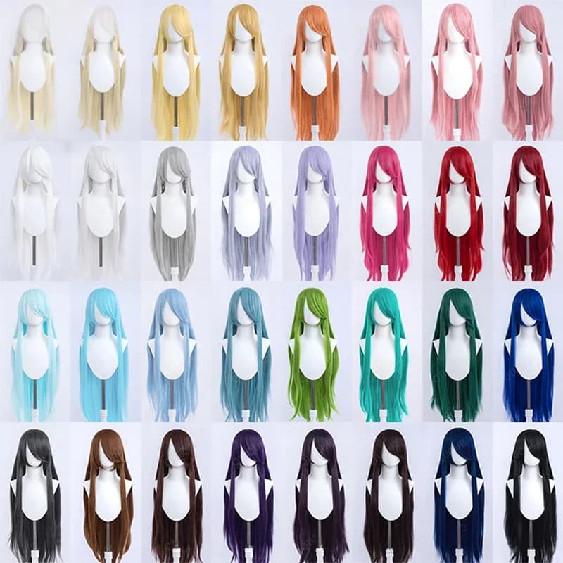 Perruque de cosplay droite de 100 cm, 80 couleurs, compatible avec l'anime, universelle, Omopinenet, résistante à la chaleur, en cheveux synthétiques + bonnet de perruque
