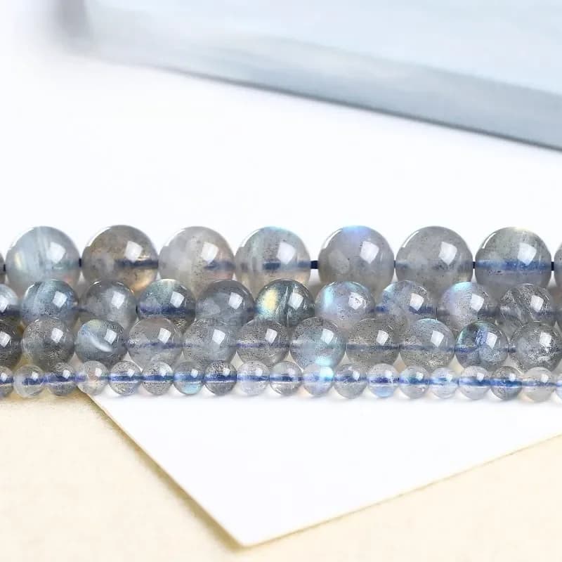 Perles d'espacement rondes et amples en pierre de lune, Labradorite grise naturelle de haute qualité pour la fabrication de bijoux, accessoires de Bracelet et de collier