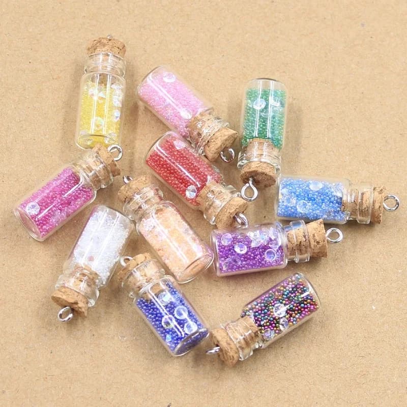 Breloques en verre de bouteille de dérive de sable, pendentif, artisanat, résultats exécutifs, bijoux faits à la main, bricolage pour boucles d'oreilles, collier, 10 pièces