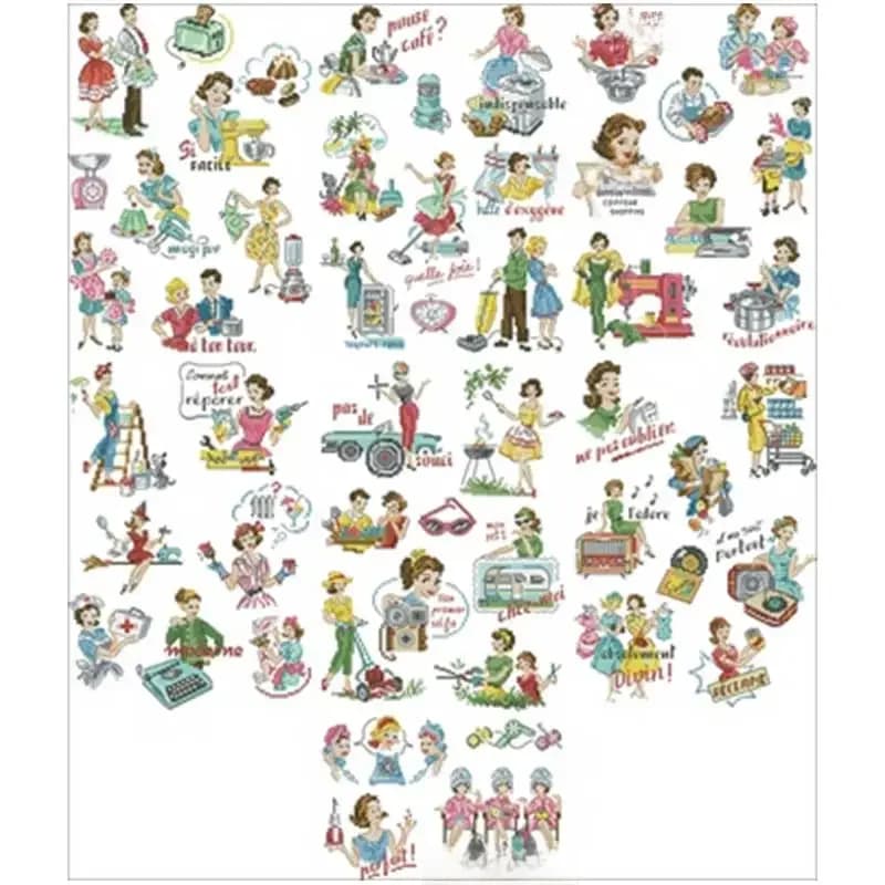 Une collection de points de croix pour bricolage, Kits de broderie, année après année, 11 14 18ct