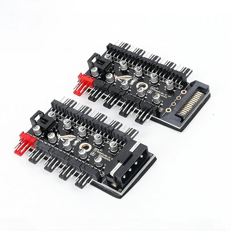 Répartiteur de moyeu de ventilateur PWM, 10 ports, 4 broches, adaptateur avec contrôleur de vitesse RPM, câble d'alimentation par IDE Molex, 4 broches ou SATA, 4 broches, 3 broches