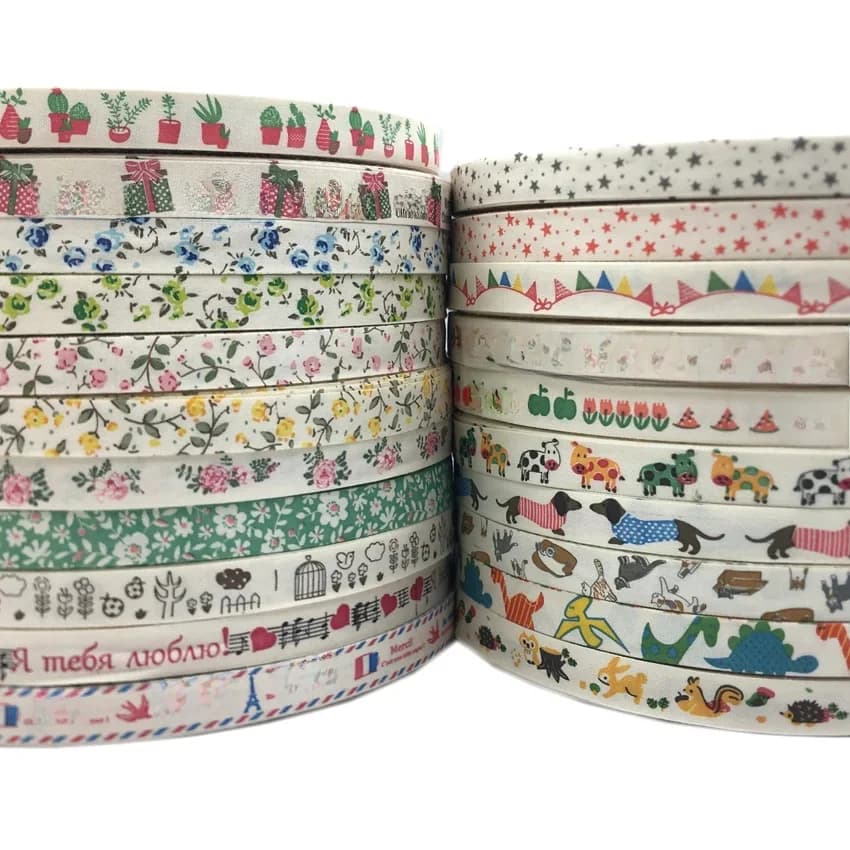 Ruban de coton imprimé à la main, 5 Yards/lot, 15mm, pour mariage, noël, décoration, bricolage, couture