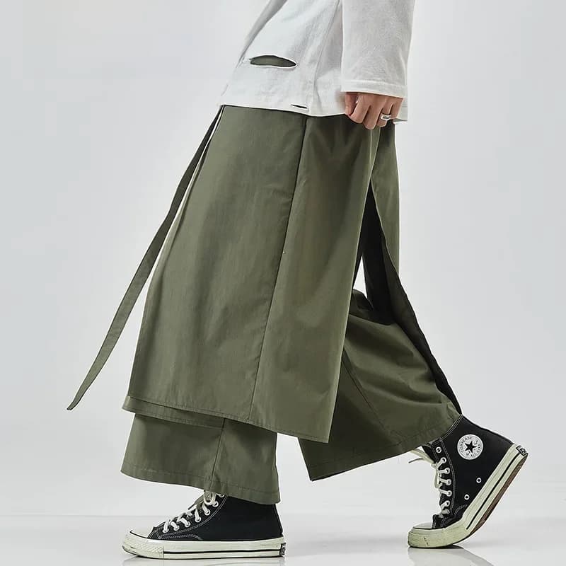 Pantalon sarouel Kimono de Style japonais Haori pour hommes, Vintage, jambes larges, jogging ample, pantalon droit, Costumes de samouraï pour adultes