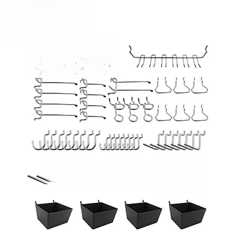 Assortiment de crochets pour panneaux perforés, 80 pièces, crochets de rangement pour magasin à domicile, ensemble de cintres pour outils, Garage, cuisine, atelier, organisateur