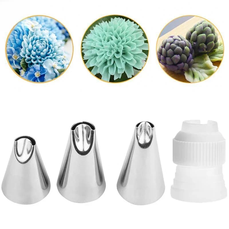 Buse de glaçage en acier inoxydable, outil de pâtisserie, tête de gâteau Chi, décorateurs de dessert, embouts de gâteau Chi, accessoires de cuisson #79 #80 #81, 4 pièces