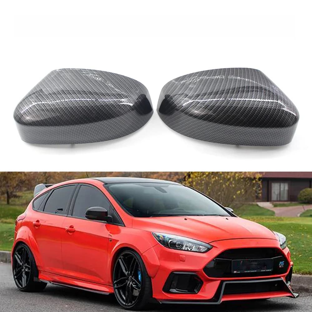 Coque de rétroviseur latéral en fibre de carbone noir brillant pour Ford Focus MK2 MK3 2008 2009 2010 2011 2012 2013 2014 2015 2016 2017 (UE)