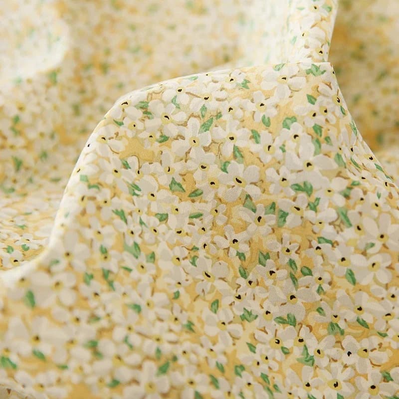 Tissu en coton fin de qualité supérieure pour l'exportation, 145 cm de large, 0,5 mètre/lot, motif floral rétro jaune, idéal pour l'été, X270