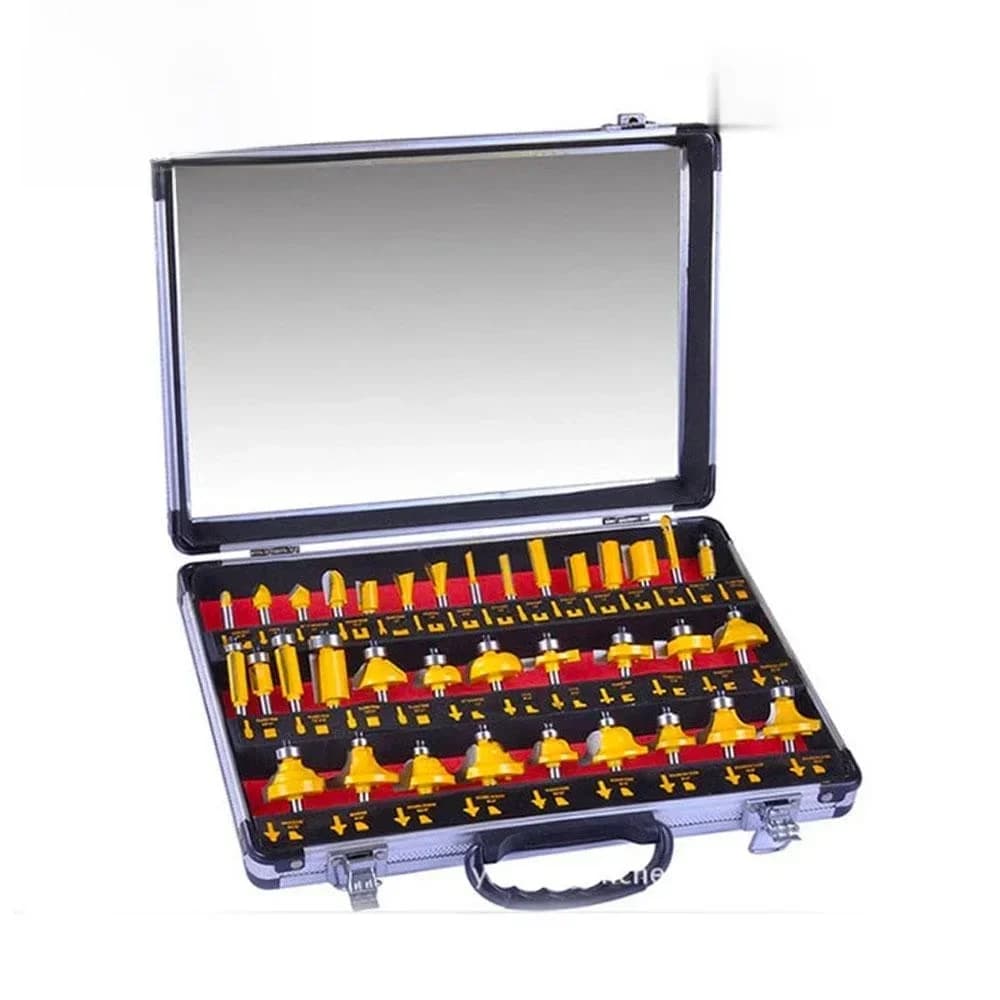 Jeu de mèches de routeur en carbure, outils de coupe professionnels pour le travail du bois, gravure, fraisage, tige de 6mm, 6.35mm, 8mm, 35 pièces