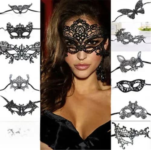 Masque pour les yeux en dentelle sexy pour femme, masques de fête noirs, mascarnaval d'Halloween, olympiques véniKh, mascarade Tim, mardi anonyme, 1PC