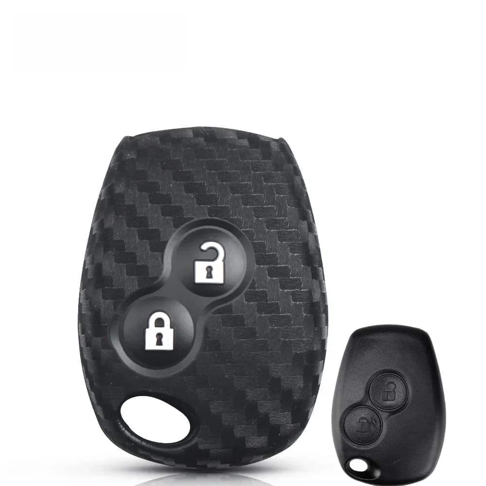 KEYYOU 2 boutons carbone Silicone voiture clé étui pour Renault Duster Clio DACIA 3 Twingo Logan Sandero Modus pour Nissan voiture clé étui