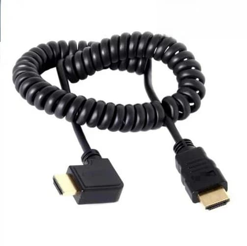 Câble spiralé à ressort 90 degrés HDTV mâle à mâle câble pour écran de caméra TV 2m HDTV kaben