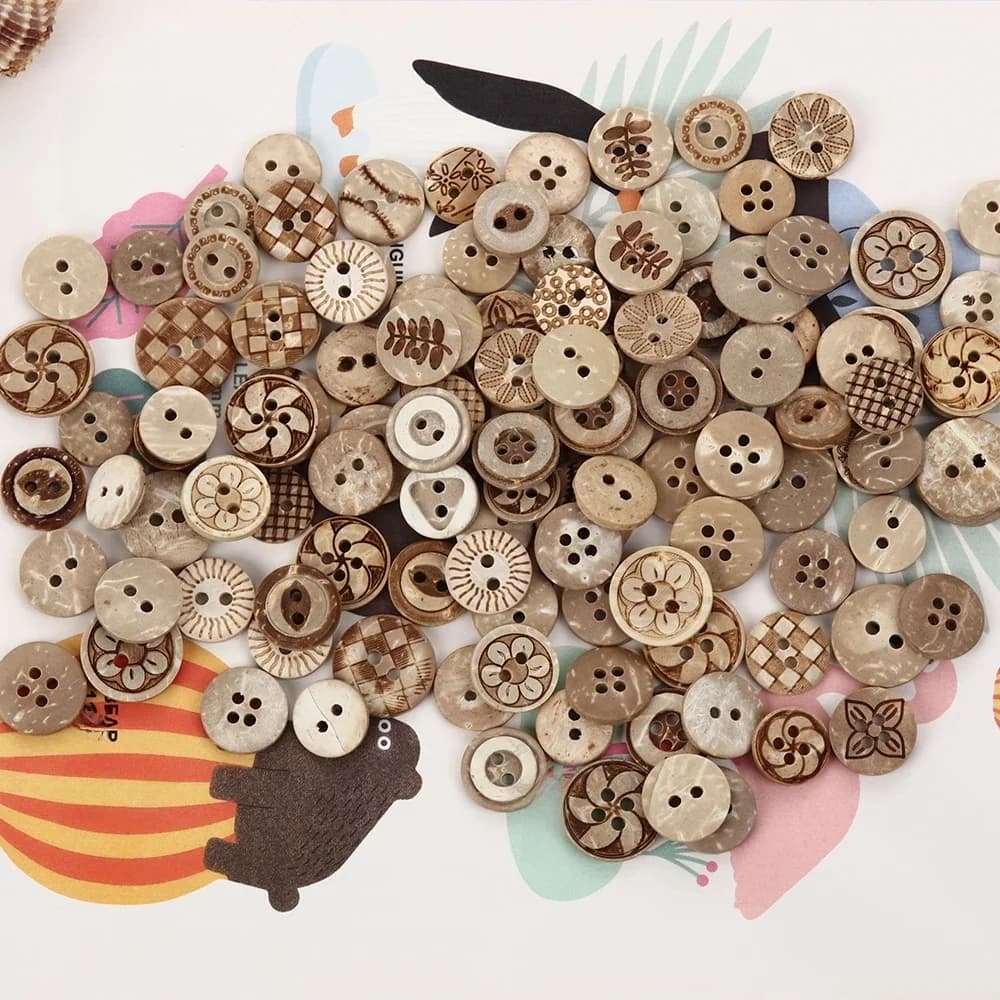 Lèvent de couture en bois naturel pour décorations de vêtements, scrapbooking, bois écologique, bricolage, accessoires d'artisanat, vente en gros, 50 pièces