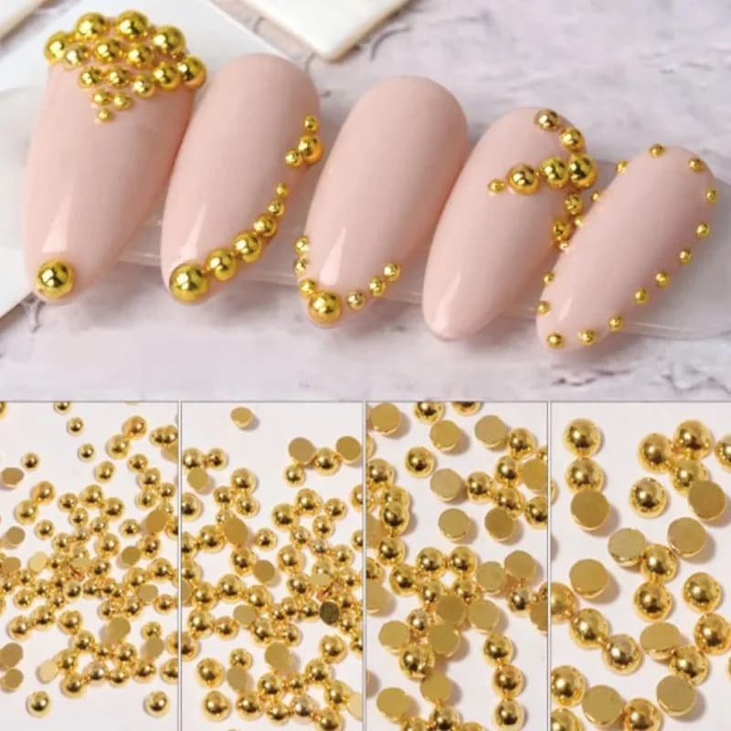 Cadre métallique 3D en forme solide, 1 sac de décorations Nail Art à faire soi-même, rivets dorés, accessoires de manucure, clous à paillettes, 100 pièces
