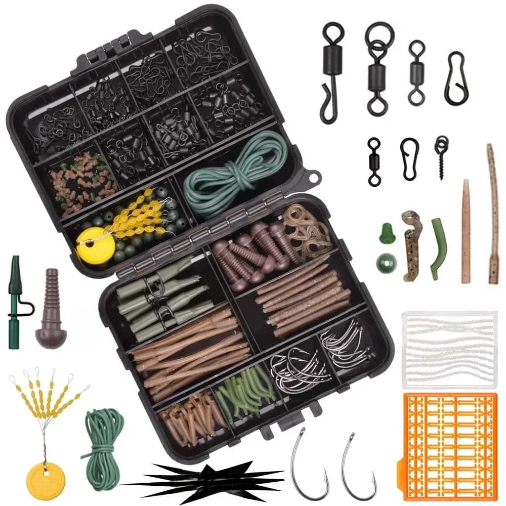 Kit d'accessoires de pêche à la carpe, matériel Anti-emmêlement, clips de plomb, outil de connecteur pivotant, mat, 292
