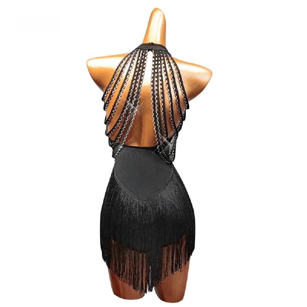 Robe de concours de danse latine pour femmes, Sexy, Salsa latine, à franges, bon marché, ourlet, dos nu, livraison directe, D1002