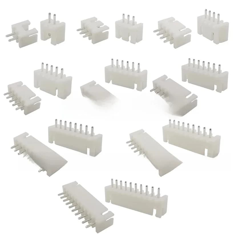 Connecteur de boîtier d'en-tête de broche de pas de 2.54mm, 50 pièces, JST XH2.54 2P 3P 4P 5P 6P 7P 8P 9P 10 broches, broche droite mâle pour PCB