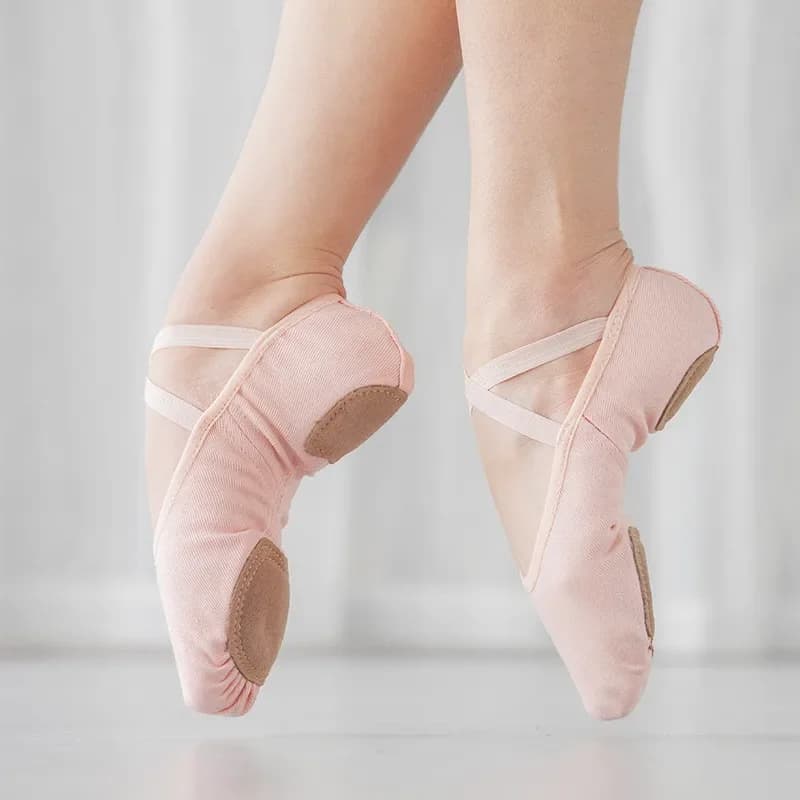 Vente en gros pas cher OEM Ballet rose pliable femmes filles semelle fendue toile doux vêtements de danse chaussures de Ballet extensibles