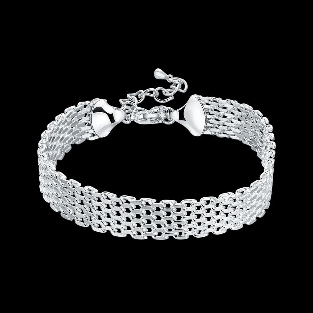 Bracelets en argent sterling 925 pour femmes, chaîne de tissage exquise à la mode, cadeaux de fête de mariage et de noël, bijoux, nouvelle collection
