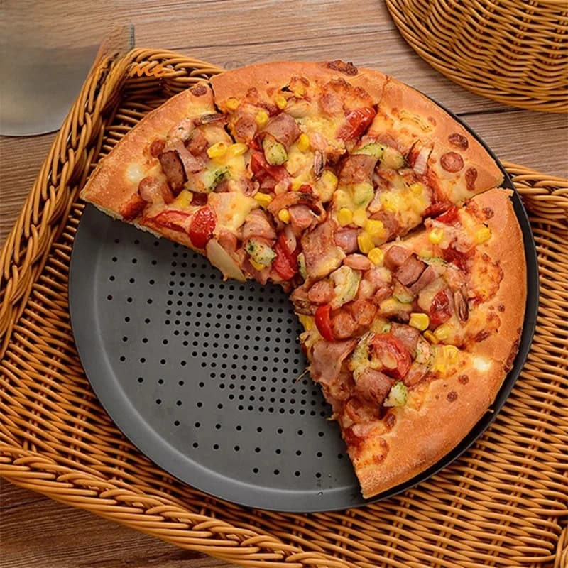 PizzAtHome 6 à 16 pouces poêle à Pizza perforée en alliage d'aluminium plaque antiadhésive plat profond ustensiles de cuisson plateau à Pizza rond outil de cuisson