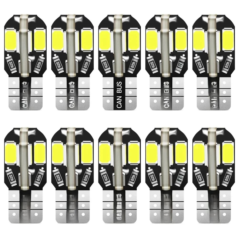 Ampoule LED de rechange pour éclairage intérieur de voiture, lampe de plaque de planificateur, blanc chaud, 5730 K, T10, W5W, 8SMD, 147, 152, 6000, 10 pièces