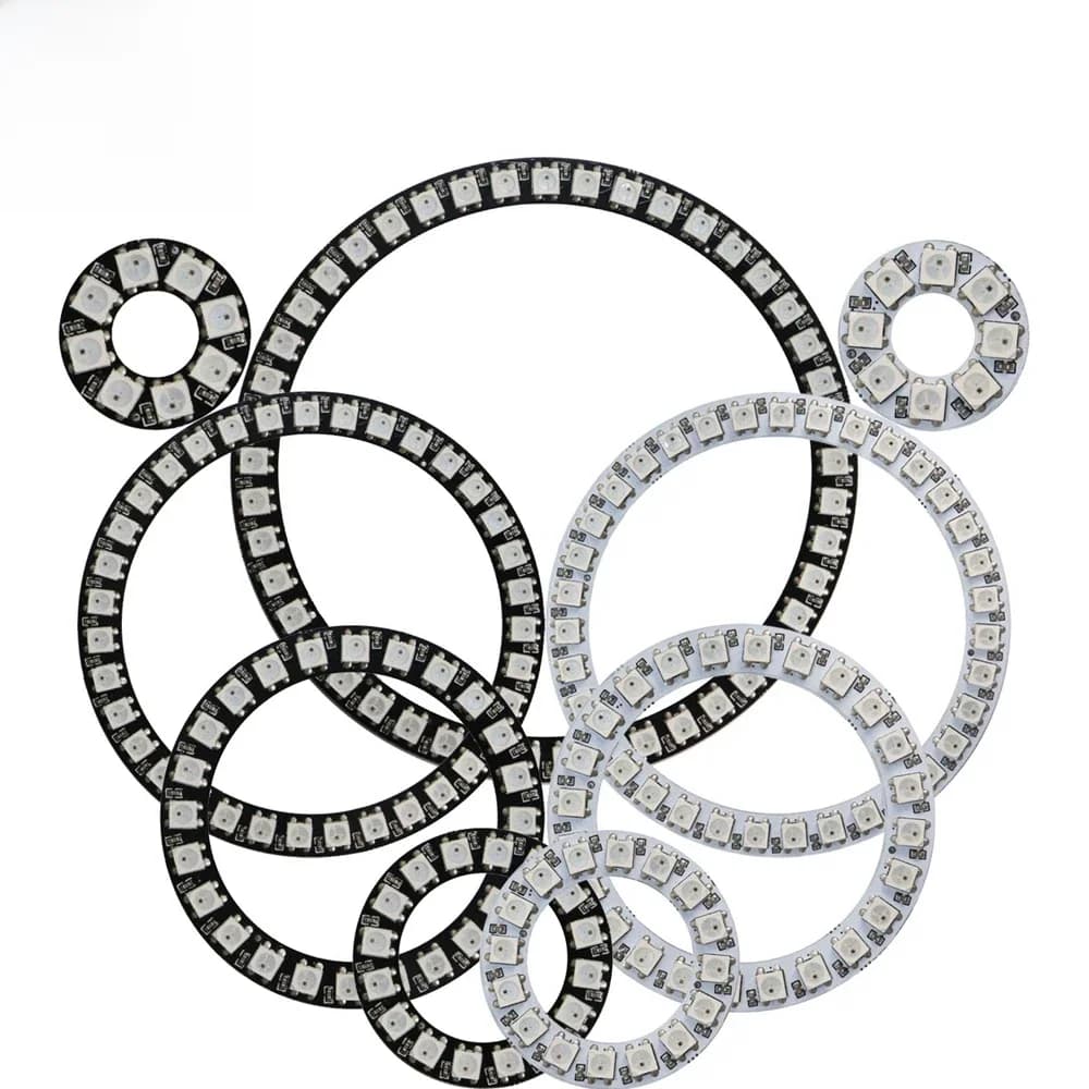 Anneau de pixels WS2812B 8/16/24/35/45 LED, Modules Led adressables WS2812 IC RGB, cercle Led rond polychrome DC5V