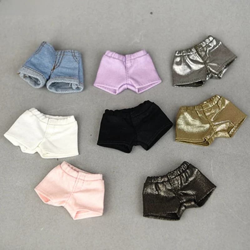 Shorts en jean et cuir à la mode pour poupée Barbie, vêtements, tenues, pantalons pour poupées Blythe 1/6, accessoires, jouets