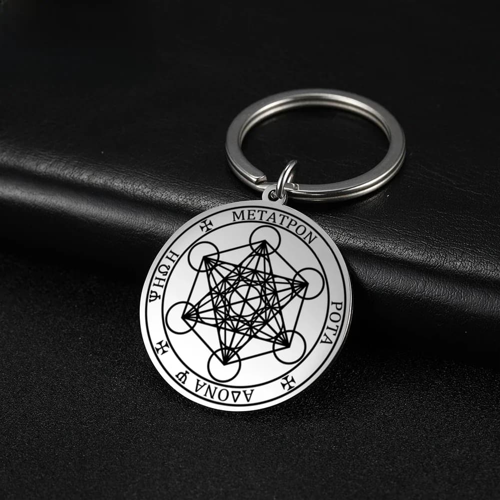 Arcange Metatron ange de la vie sceau salomon voiture porte-clés accessoires Gadgets pour hommes femmes Talisman porte-clés en acier inoxydable