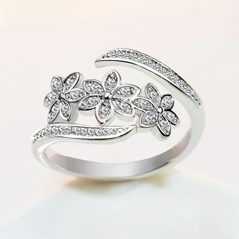 ZDADAN 925 en argent Sterling mode réglable ouvert CZ fleurs anneau pour les femmes tempérament bijoux accessoires cadeau