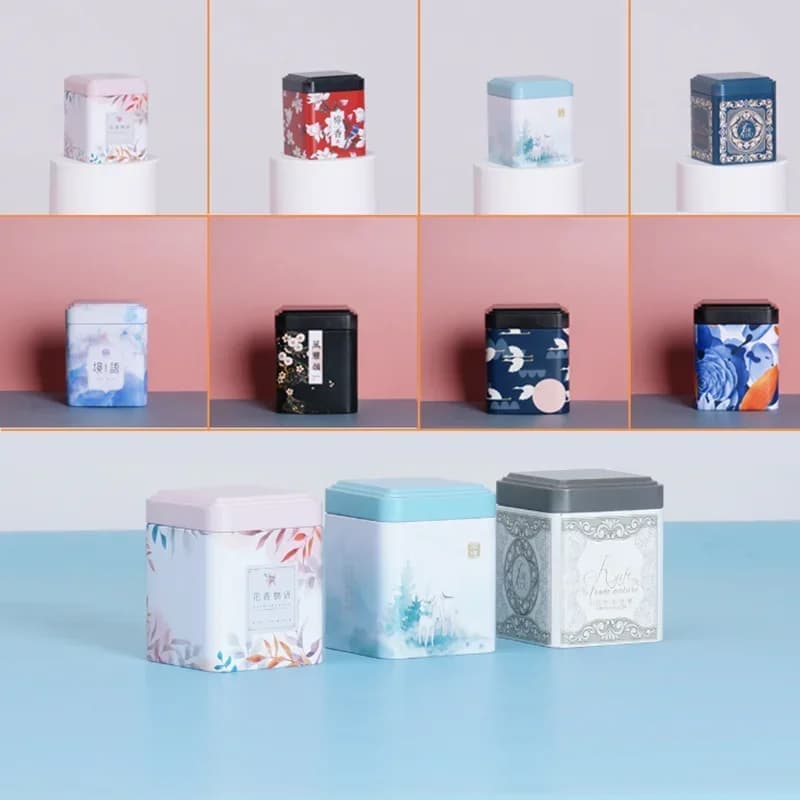 Boîte scellée pour thé, conteneur de rangement de cuisine, pot carré en étain, boîte en fer pour bonbons, boîte à thé Vintage