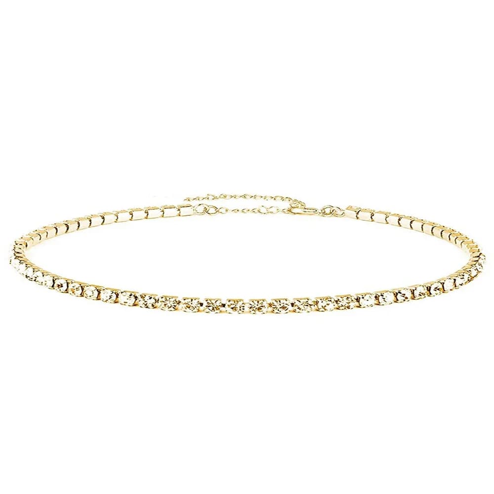 MinaMaMa – ras du cou minimaliste en acier inoxydable et cristal pour femmes, chaîne en strass exquise, colliers de Tennis, bijoux cadeaux