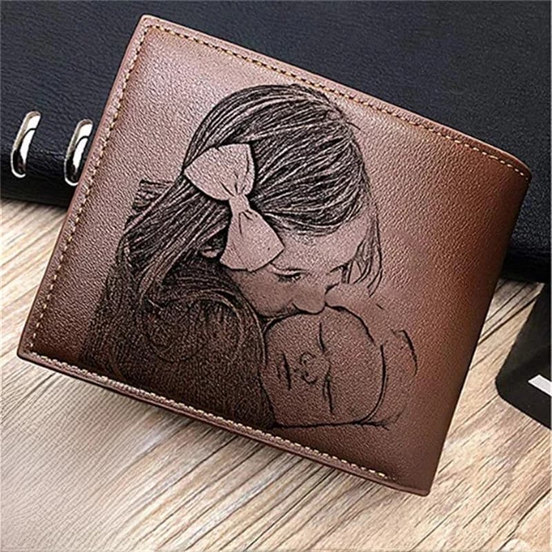 Portefeuilles personnalisés en cuir PU pour hommes, sac à main court gravé, photo personnalisée, cadeau de luxe pour lui, haute qualité Portefeuille cadeau fête des pères