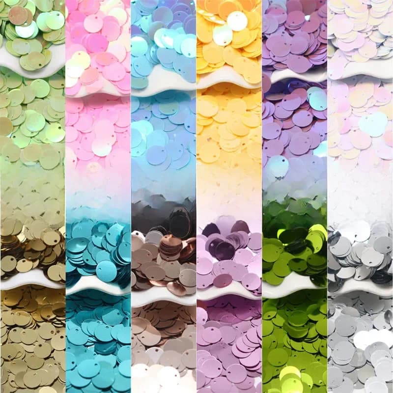 Paillettes rondes 10mm 15mm 20mm 25mm, trous, confettis, décoration de mariage, bijoux à bricoler soi-même, sac à vêtements, accessoires Lentejuelas10g