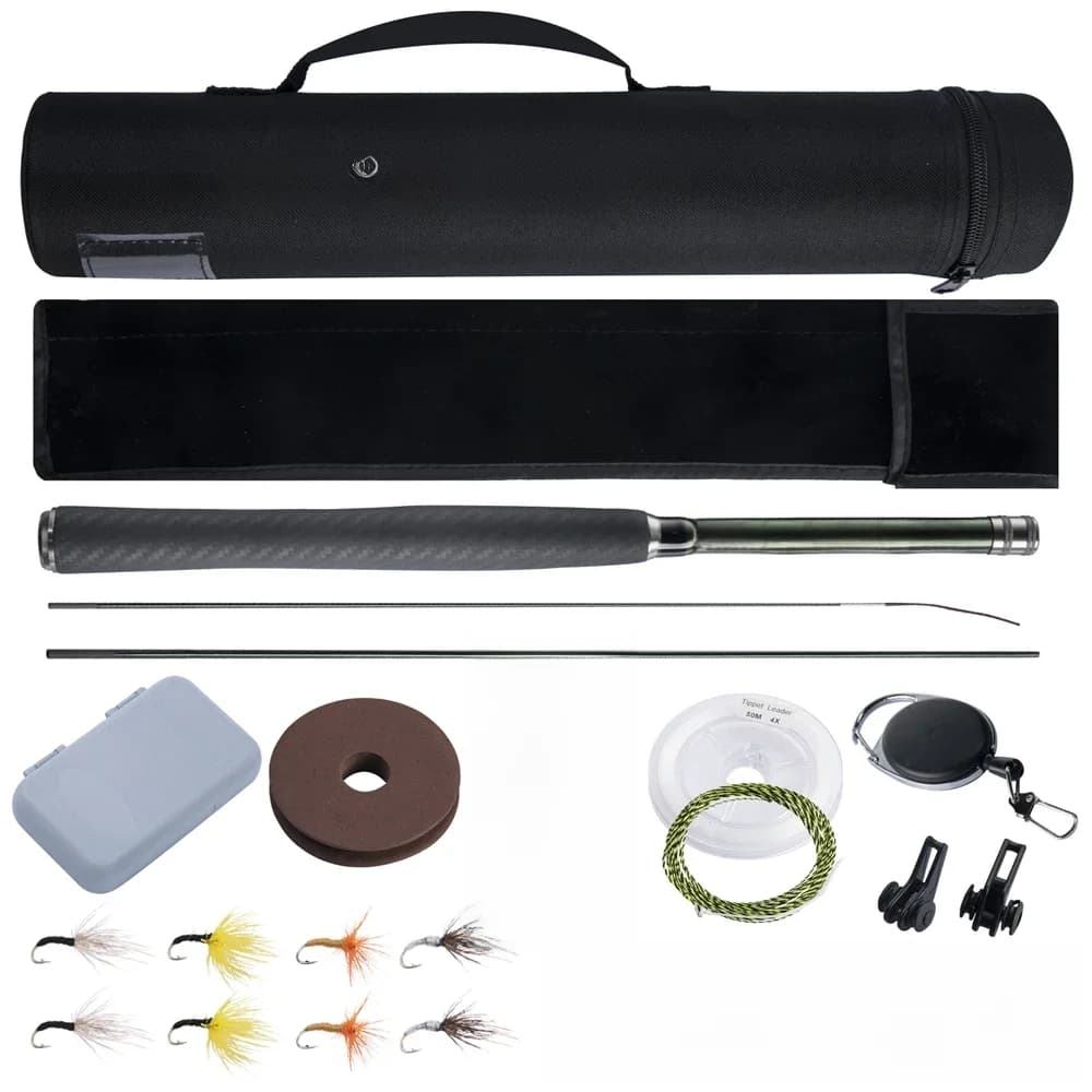 Goture Tenkara Kit de pêche canne à pêche à la mouche en carbone Ultra légère 3.6m ligne principale Tippet mouches ensemble crochet gardien et accessoires Combo
