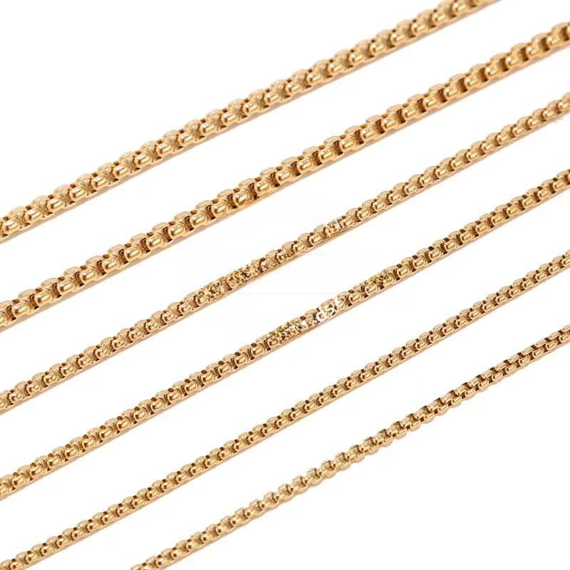 Chaînes Rolo carrées en acier inoxydable, 2 mètres, 2mm, 3mm, 4mm, boîte ronde en or, résultats de fabrication de bijoux à faire soi-même, vente en gros en vrac