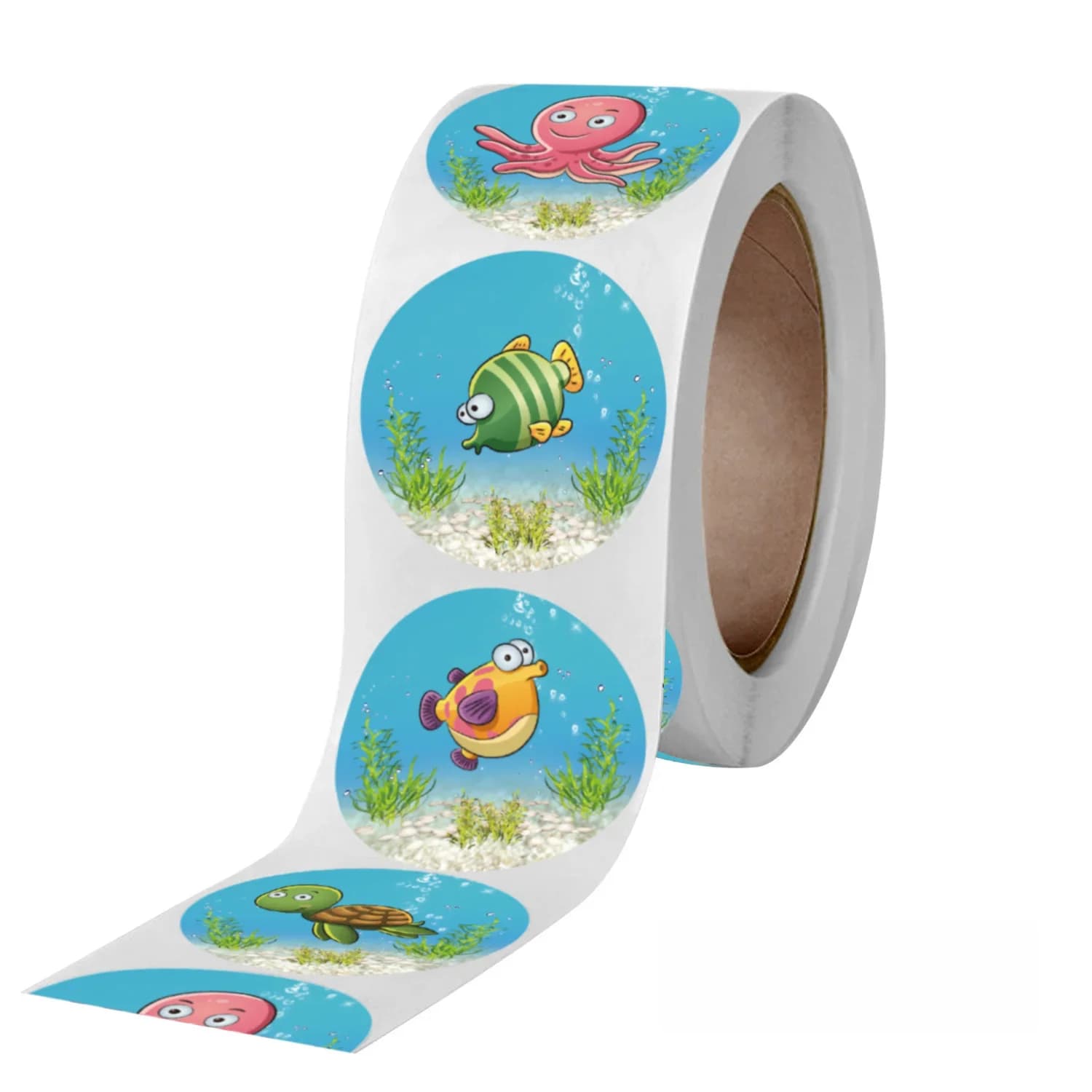 Autocollants de poisson de mer de dessin animé pour enfants, étiquette de récompense, encouragement, décoration de scrapbooking, papeterie, 50 à 500 pièces