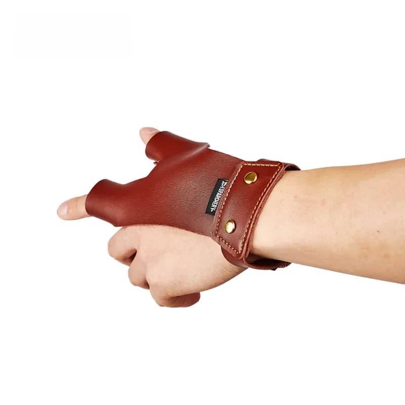 Gant de protection des doigts en cuir de vache marron, main gauche/droite, doigts d'index du pouce pour arc traditionnel, flèche, tir de chasse